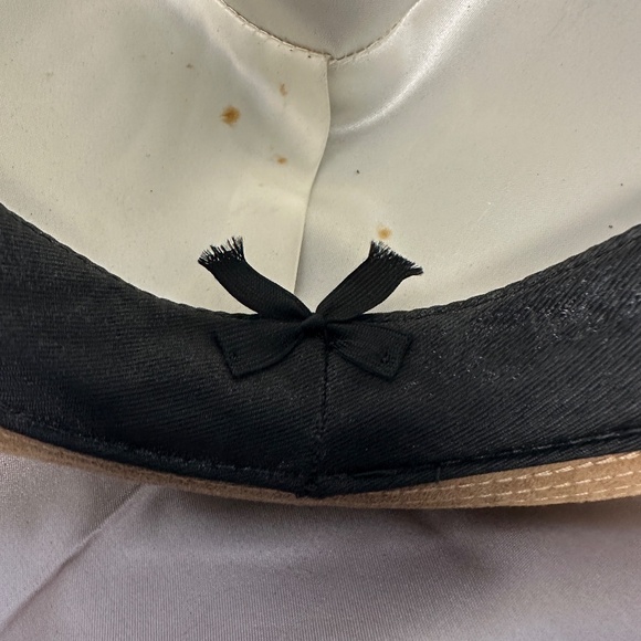 VINTAGE Abercrombie & Fitch Men's Tan Suede Fedora Hat w/ Snake Leather Band - Picture 9 of 11